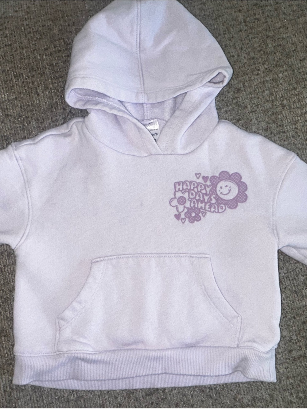 Carter's Lavender Pullover Hoodie with 'Happy Days Ahead' Graphic